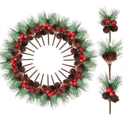 Wrap Pinecone Red Christmas Berry Pine Cone Red Berries Artificial Flowers Home Floral Decor Christmas Ornament Xmas Tree Decor