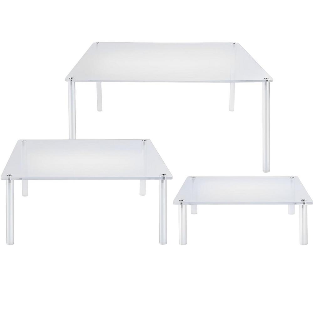 Acrylic Cake Display Stand Clear Cake Holder Square Dessert Display Riser 3 Pcs Cupcake Stand Acrylic Cake Display Stand For