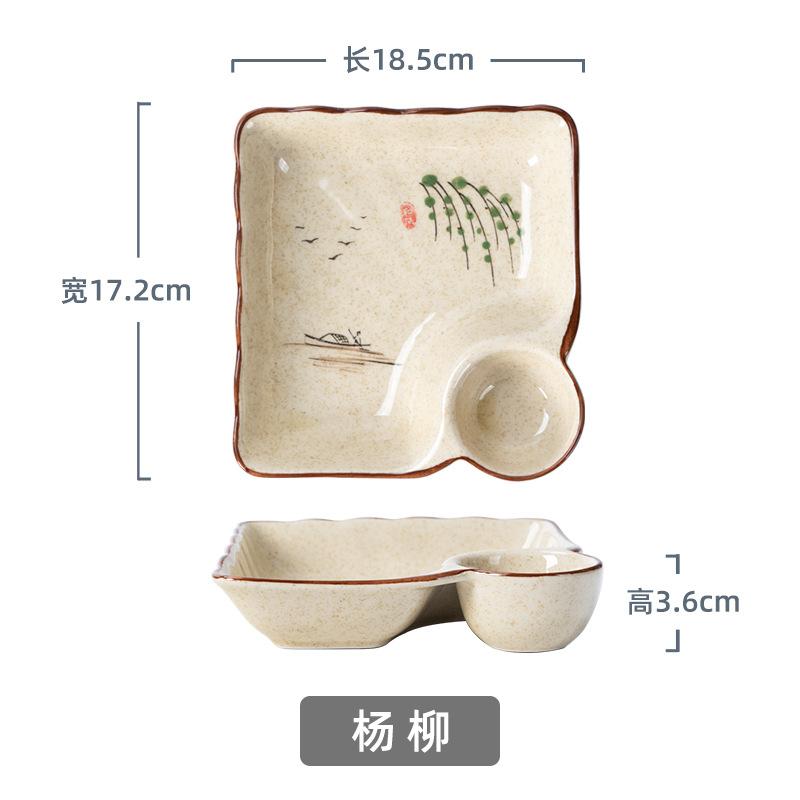 Handmade Japanese Ceramic Dinner Plates with Sauce Dish Sushi Plates Unique Glazed Pottery Plates Artisan Tableware