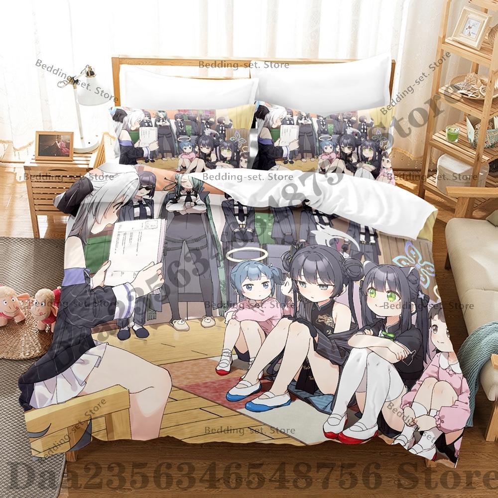 Comforter Sunohara Shun Blue Archive Bedding Set Single Twin Full Queen King Size Bed Set Adult Bedroom s Anime Bed