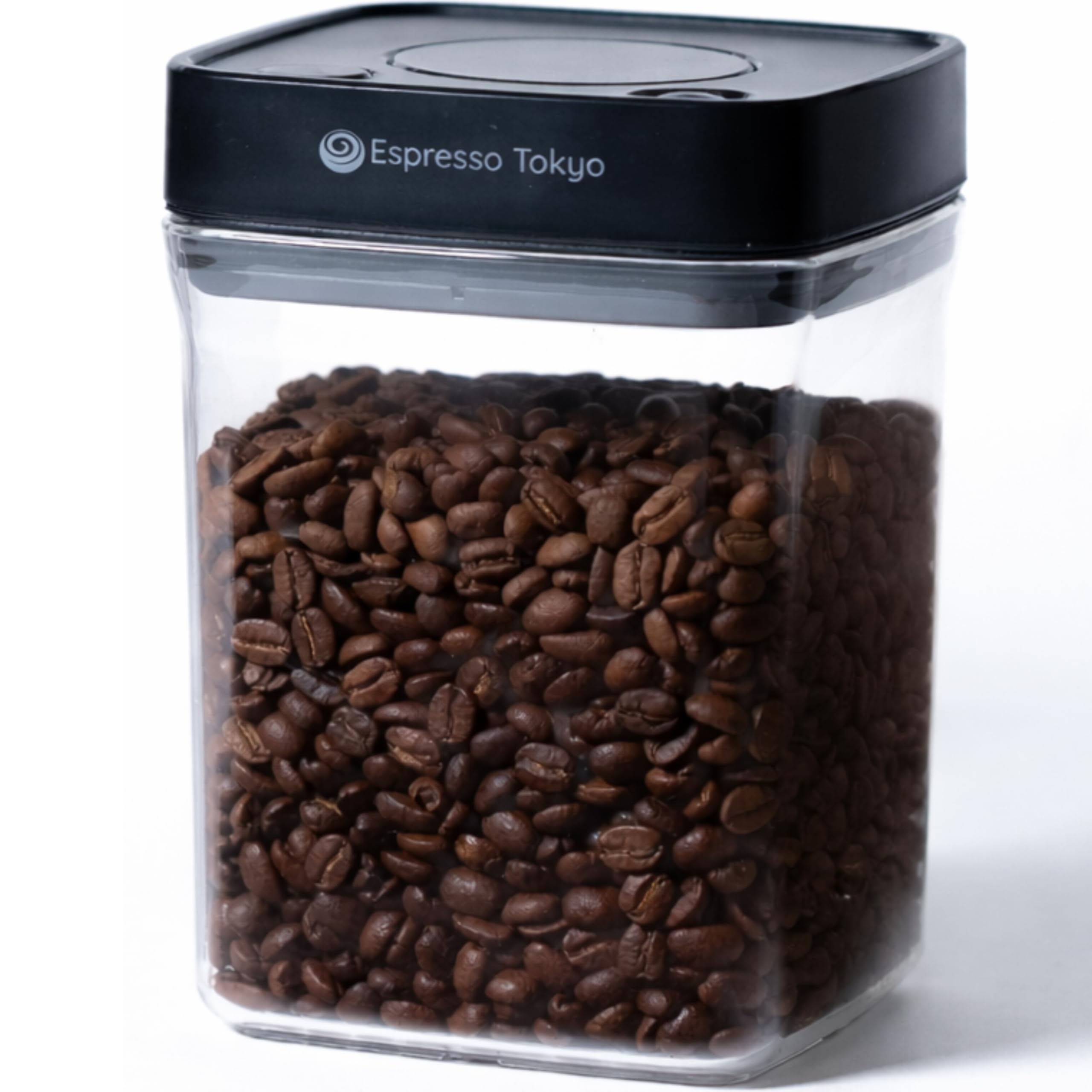 

Espresso Tokyo Coffee Canister Neo Vacuum Storage Container: Press the button to expel air from inside. Perfect for storing coffee beans. Vacuum seale