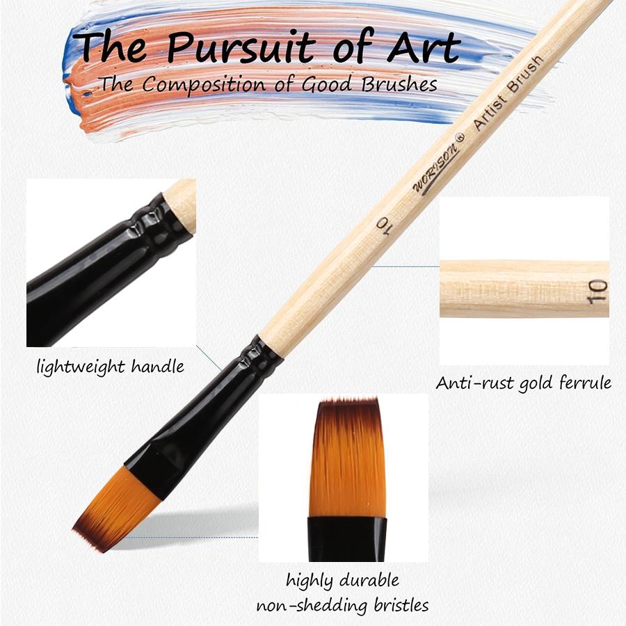 12 Stück Malpinsel Set, Professionelle Künstlerpinsel Sets für Acrylöl Aquarell Gouache Malerei