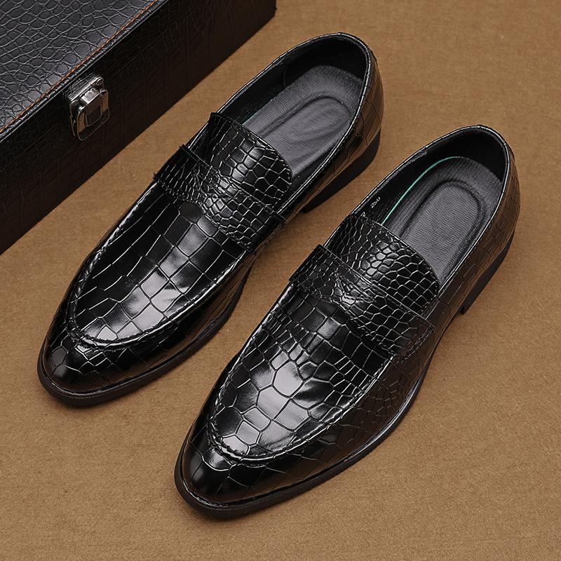 Luxury Designer New Men's Alligator Pattern Patent Leather Casual Driving Shoes Formal Wedding Dress Homecoming Penny Loafers
