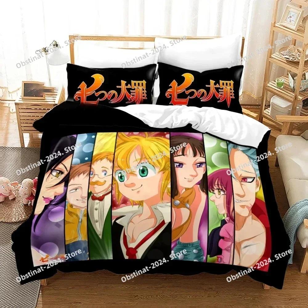 Top Seven Deadly Sins Bedding Set Anime Meliodas Printed Single Comforter Duvet Cover Pillow Case 3 Pieces Sets Kids Adult Size
