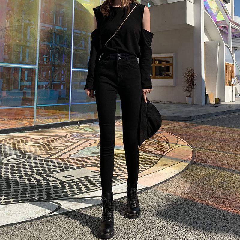 High-Waisted Women's Slim Fit Skinny Jeans - Elastic Pencil Pants for Spring, Autumn, Winter 2020