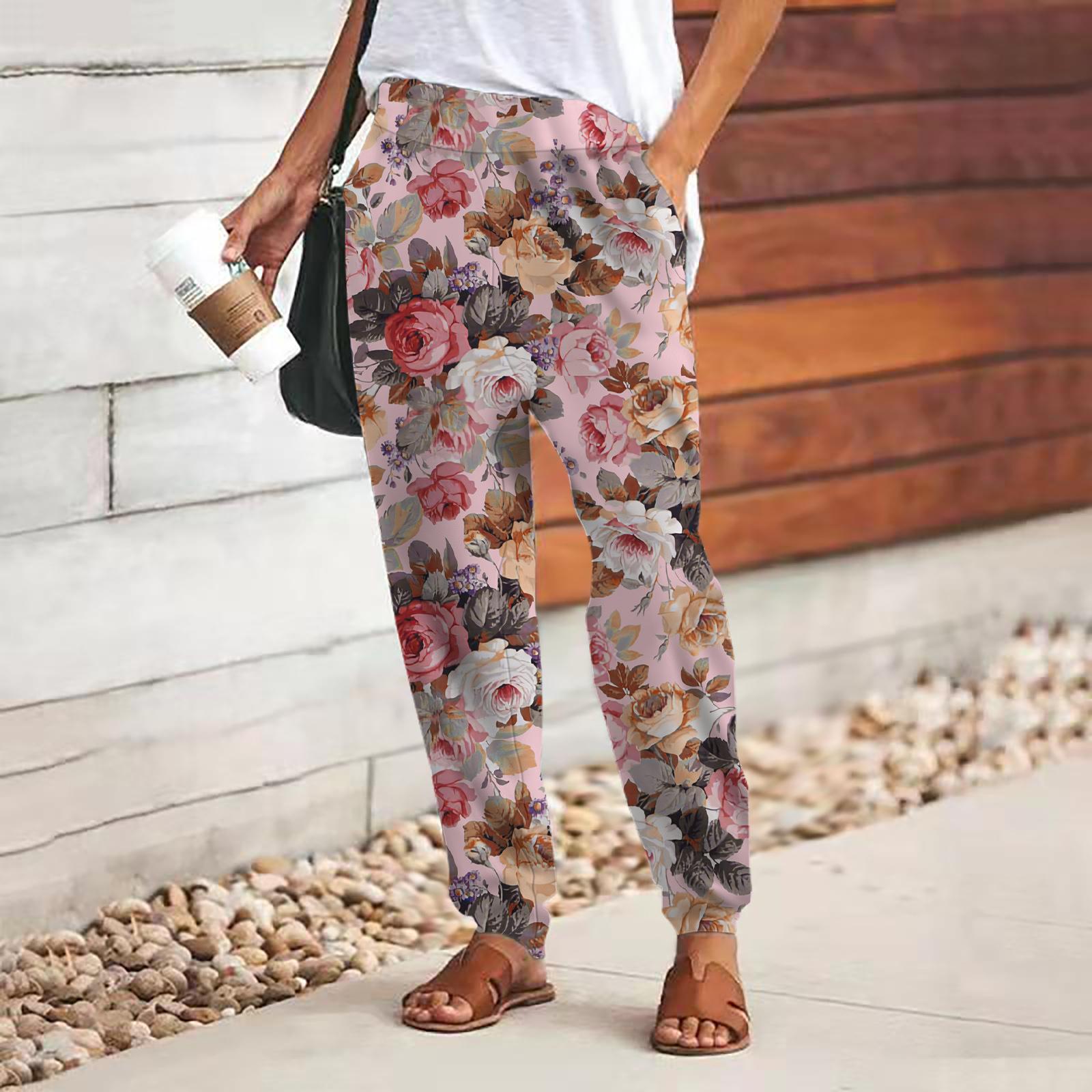 

Женские брюки с принтом красной тыквы 3D, свободные брюки со шнуровкой и эластичным поясом, повседневные длинные брюки с карманами 8XL розовый