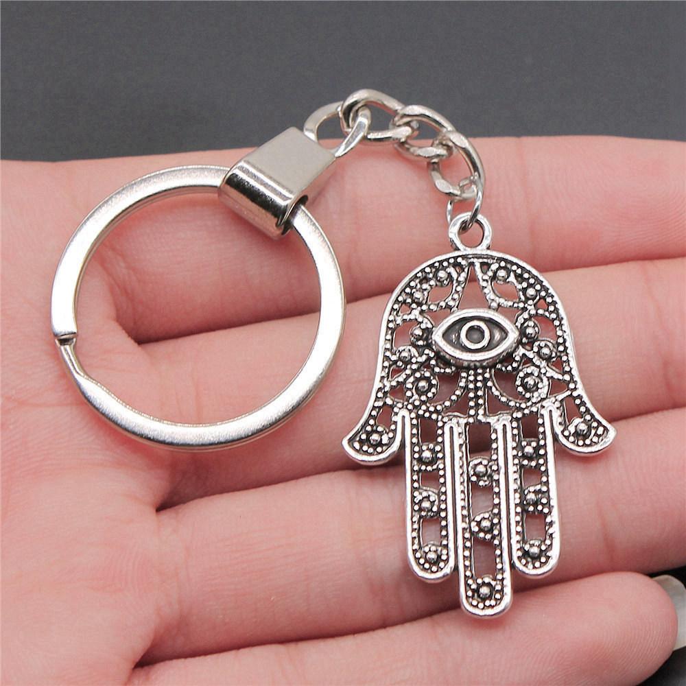 Star of David Talisman Amulet Pendant Antique Bronze Metal Keychain with 30mm Ring for Boys Bag Charm
