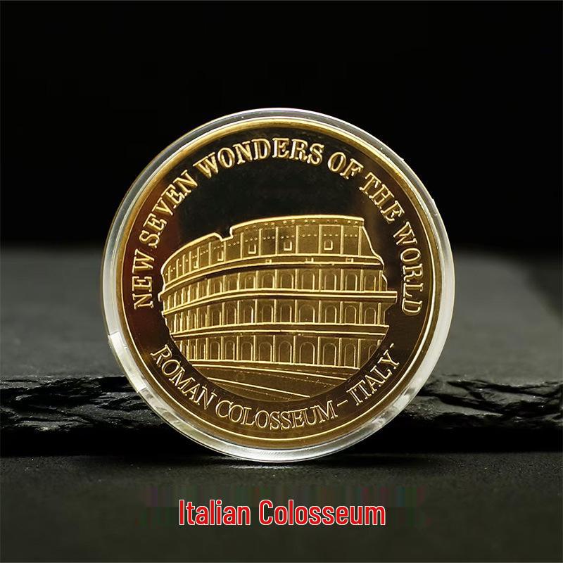 Commemorative Coin: New Seven Wonders - Pyramid, Great Wall, Taj Mahal, Colosseum Medal