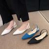 Vår Sommar Klackar Dammode Spetsig Tå Pumps Slingbacks Sandaler Bekväma Liten Klack Slip-on Skor Dam Vardagsskor
