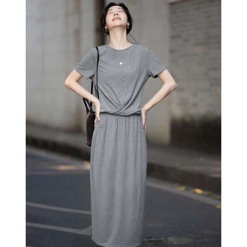 Women's Summer Two-Piece Set with Twisted Top and Elastic Waist Skirt