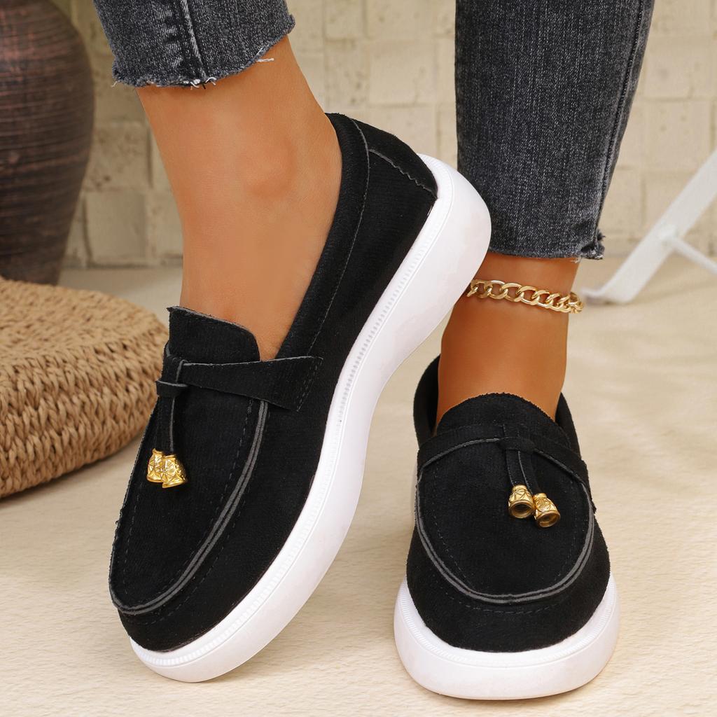 New Lefu Shoes Women's Soft Leather Retro Lazy Man Step On Thick Sole Flat Bottom Comfortable Single Shoe