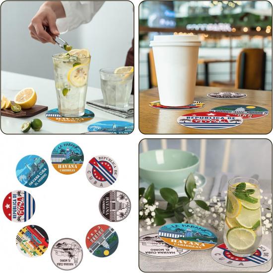 Set of 48 Havana Print Disposable Paper Drink Coasters for Bar Bulk 4 Inch Round Cup Beer Coasters Absorbent for Havana Nights Party Supplies Summer