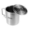 TOMSHOO 750 ml Edelstahl-Topf, tragbarer Wasserbecher, Tasse mit Deckel und faltbarem Griff, Outdoor, Camping, Kochen, Picknick
