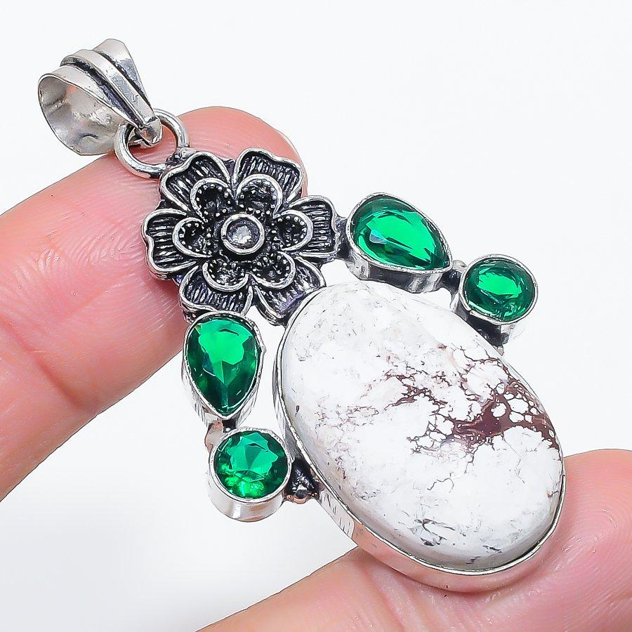 Natural Wild Horse, Diopside 925 Sterling Silver Jewelry Pendant 2.36" E3d99