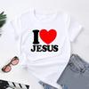Fashionable I Love Jesus Letter Printed New Casual Daily Short Sleeved Round Neck Womens Tshirt Suitable for All Seasons