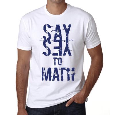 Tricou vintage pentru bărbați Tricou grafic Say Yes to Math White
