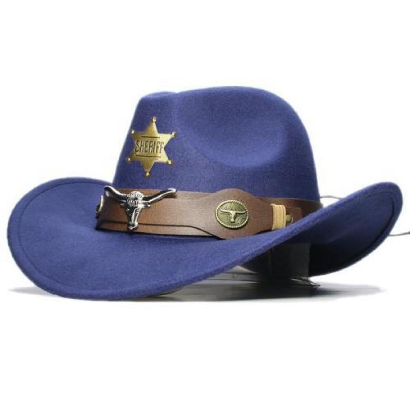 Vintage Cowhead Star Badge Western Cowboy Hat With Wide Brim For Adults And Kids
