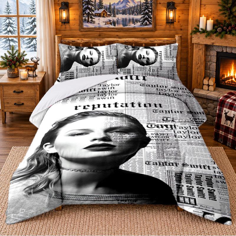 Taylor Swift Pattern Bedding 3Pcs Set Bed Sheet And Pillowcases For Indoor Bedroom