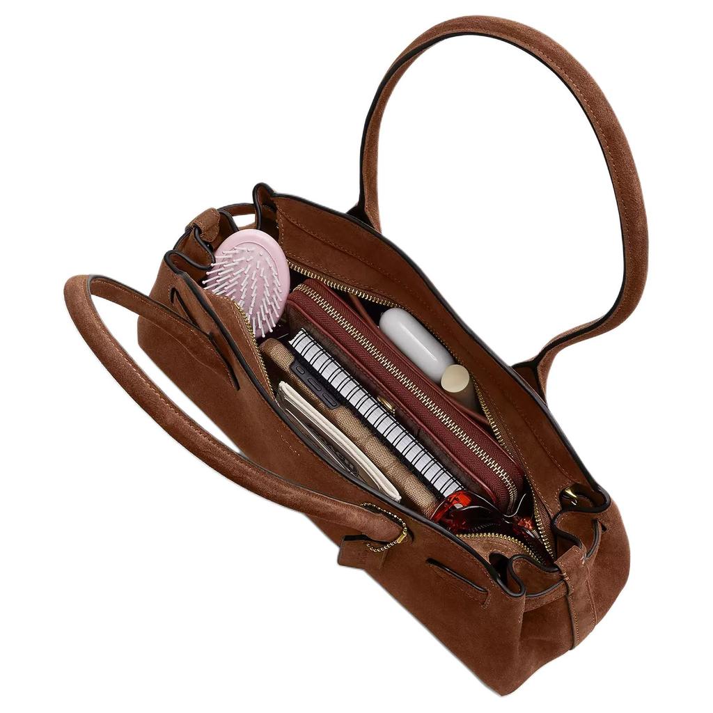 Coach Empire Carryall 34 Logo Pelle Scamosciata Borsa a Spalla Grande Donna Borsa a Spalla Marrone CBN41-B4WBR