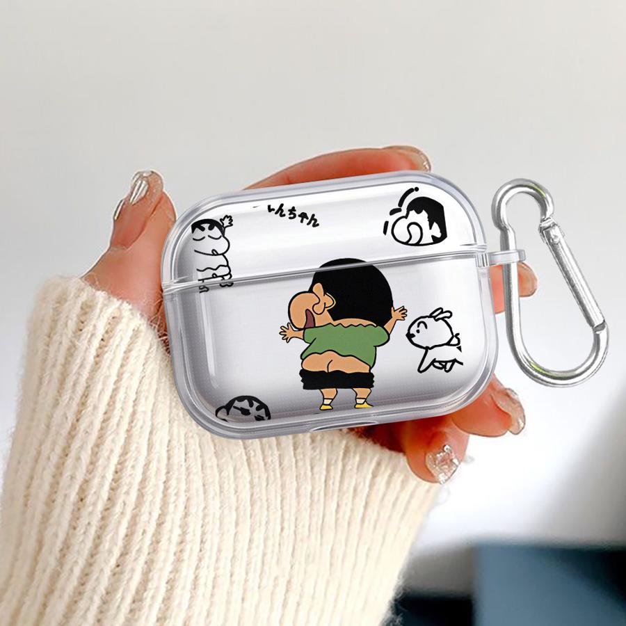 Case For Airpods 1 4 2 Pro2 3 Pro3 Pro Clear Earphone Cases Cover Cartoon Crayons Shinchan