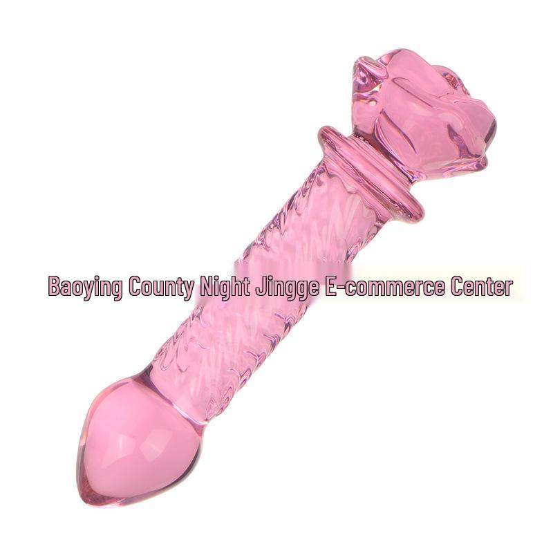 Transparent Pink Rose Glass Butt Plug for Men & Women Anal Massage