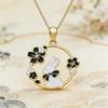 Cute Animal Female White Pink Blue Black Enamel Skeleton Flower Rabbit Pendant Necklace Gold Color Wedding Jewelry For Women