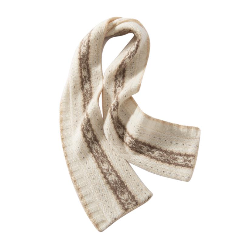 Classic Retro Jacquard Cashmere Knit Snood Shawl - Women's Warm Fashion Outerwear Scarf