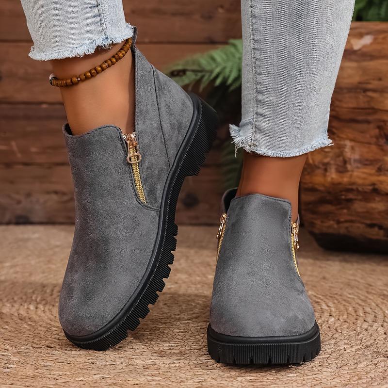 Dark Space Gray Women'S Ankle Boots, Suitable for 11 Festivals, Lace-Up Round Toe Casual Sneakers, Faux Cover Fabric with Lining and Insole