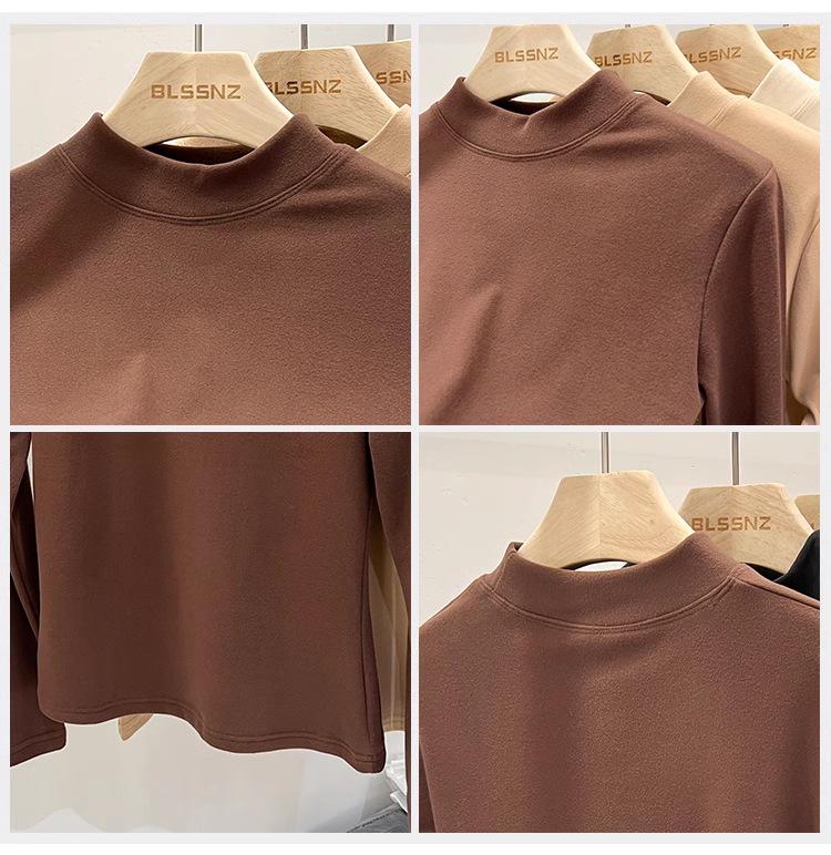 Women's Fleece-Lined High Neck Base Layer Top, Slim Fit, Autumn/Winter 2023