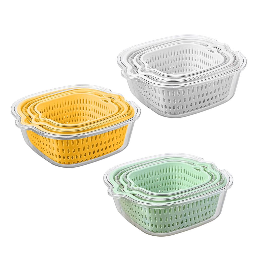 Strainer Colander Set ,Side Buckle, Detachable, Large Cutout Design, Design ,Double Layer Drain ,