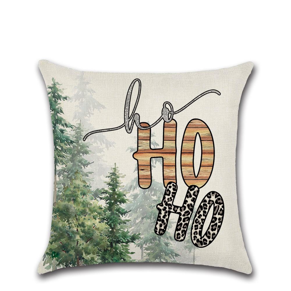 New Christmas Printed Linen Cushion Cover Elk Santa Claus Home Sofa Decorative Cushion Cover