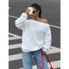 Women S Loose Off Shoulder Solid Color Pullover Sweatshirt
