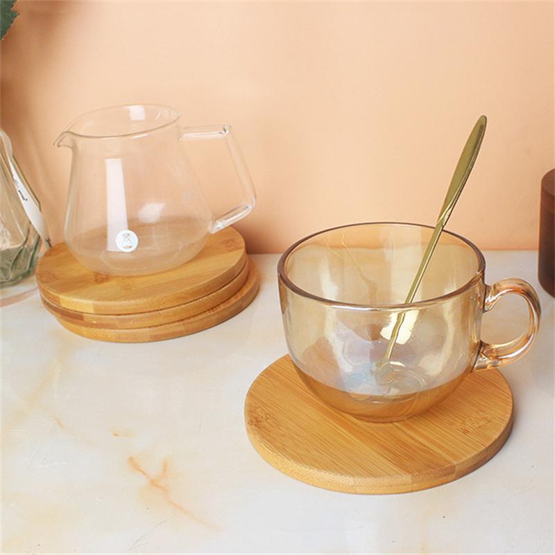15cm/59inch Diameter Round Coaster Placemats Bamboo Tray  Tea Coffee Cup Pad Bamboo Wood Plate Heat Resistant Tableware Mug Mat
