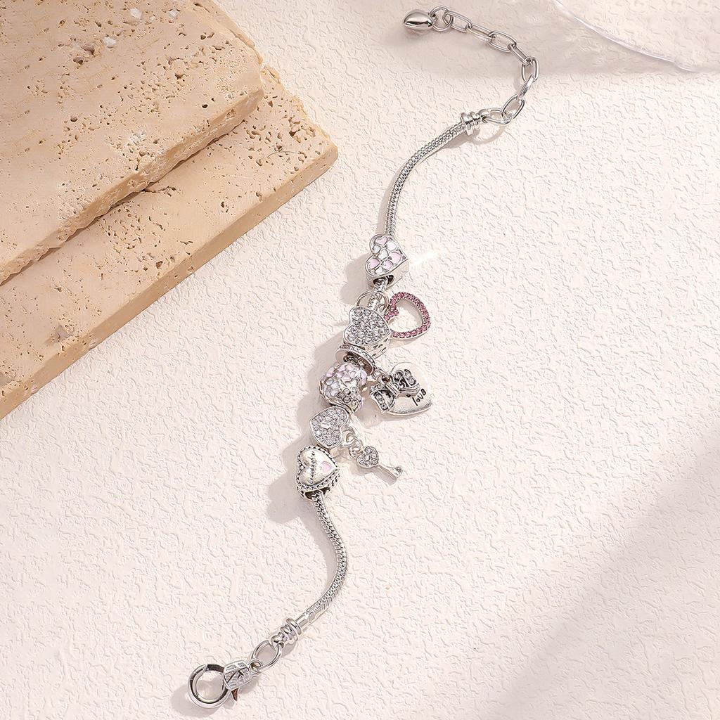 Style Bracelet Female Mori Niche Light Luxury Pink High Heels Love Pendant Bracelet Bracelet