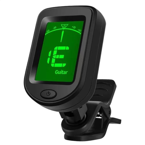 Portable and Compact Clip-on Guitar Tuner, Multifunctional Electronic Tuner with LCD Display, Mini Size for Acoustic Guitar, Ukulele, Violin, Bass, an