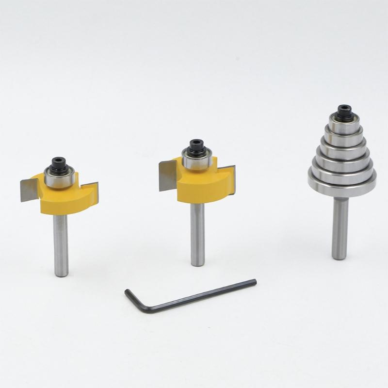 Durable 1/4" Shank 6mm Shank Grooving Milling Cutter with 7 Bearings Woodworking Anti-high Temperature Industry Tools