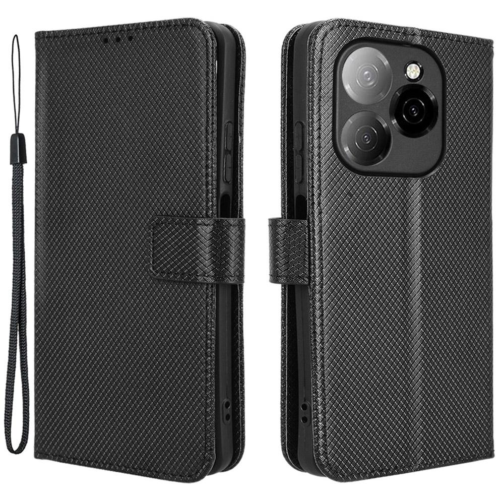For TECNO Spark 20 Pro 5G/KJ8 Phone Stand Case Diamond Texture PU Leather Cover Wallet