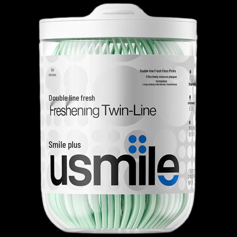 usmile Double Line Fresh Mint Dental Floss Sticks