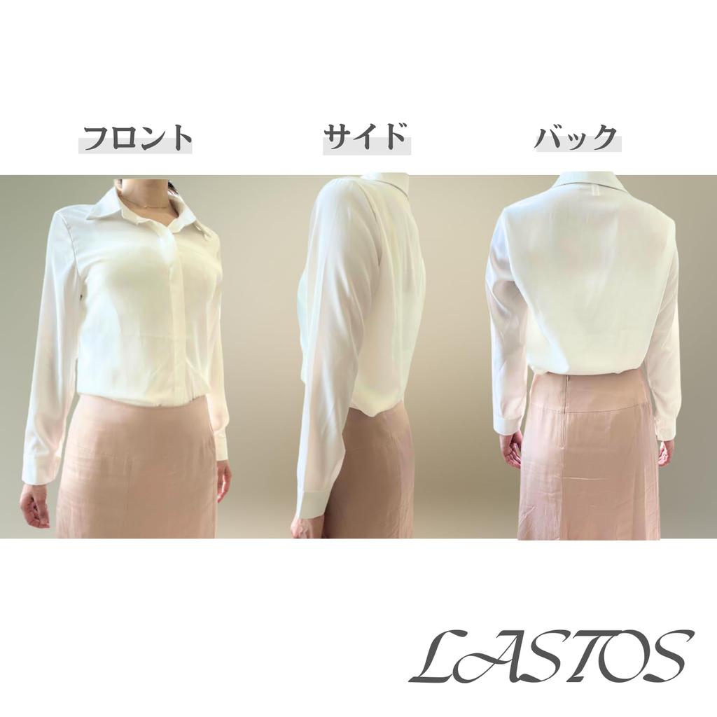 LASTOS Solid Long Sleeve Simple and Loose Fit for Size Women's Top/Blouse, Office/Commuting (White, L)