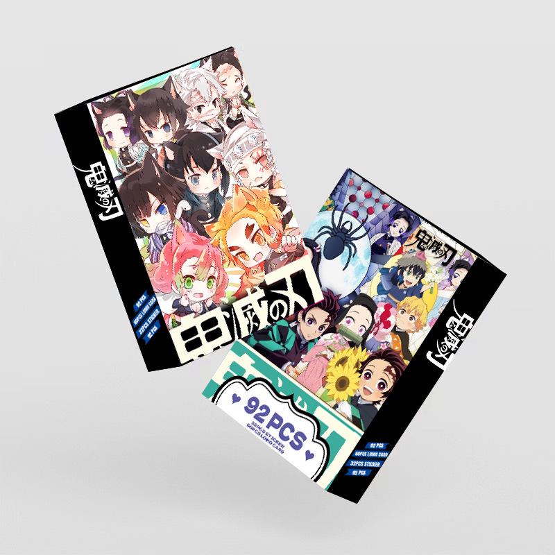 Demon Slayer LOMO Cards: 92 Double-Sided HD Color Photo, Greeting Cards, Bookmarks & Stickers Collection