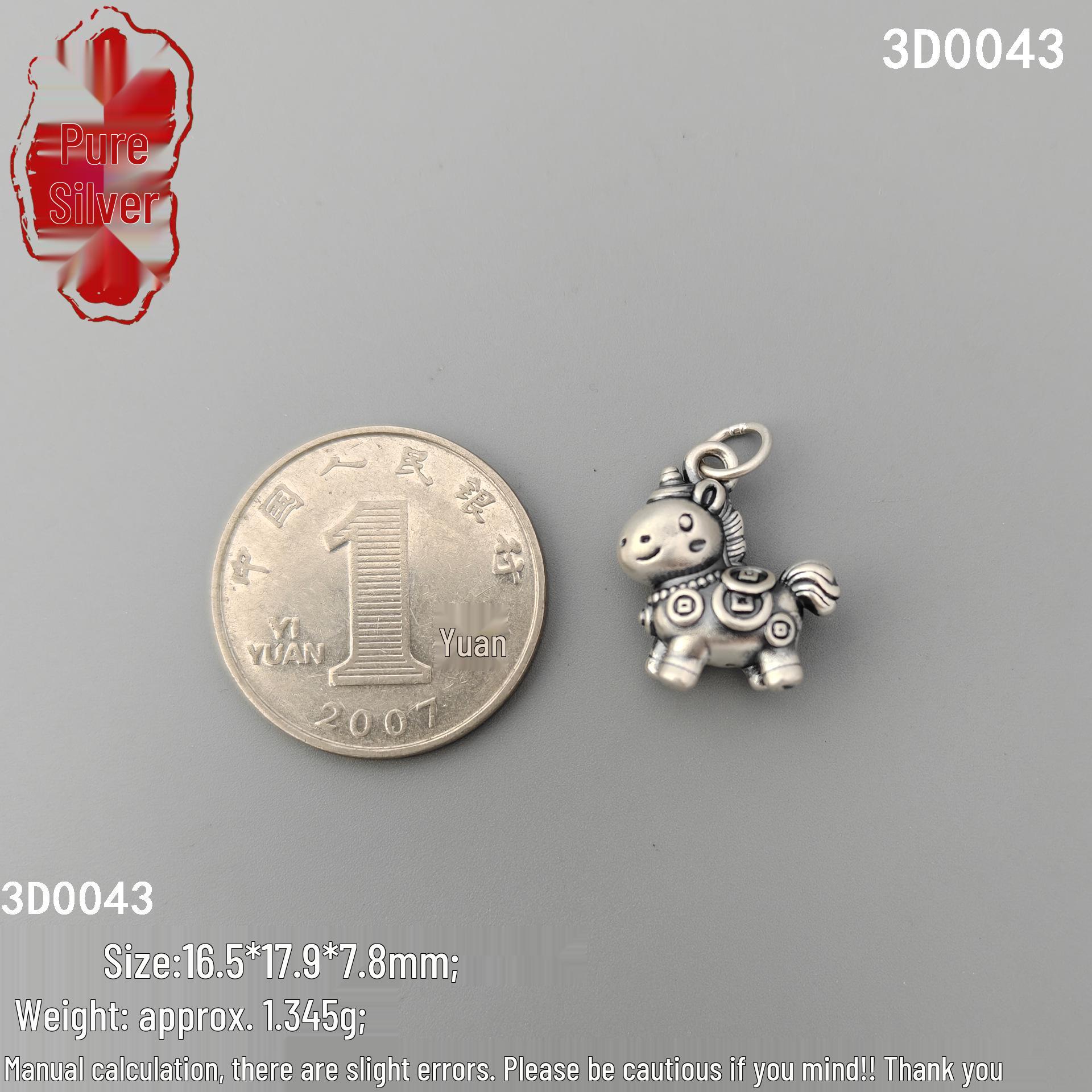 S999 Sterling Silver Handmade Charm Bracelet with 3D Zodiac Animal Pendants for Prosperity Pure Silver 999: Single Price