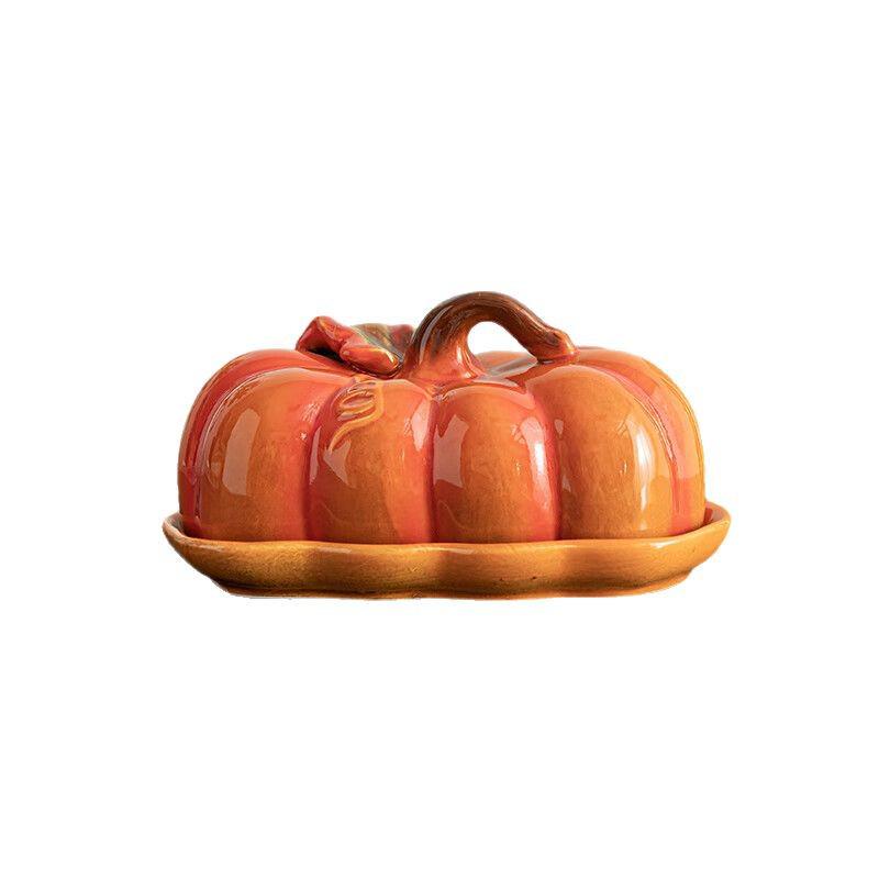 Su's Pumpkin Ceramic Dish for Bread, Cake, Candy, and Snack Servings
