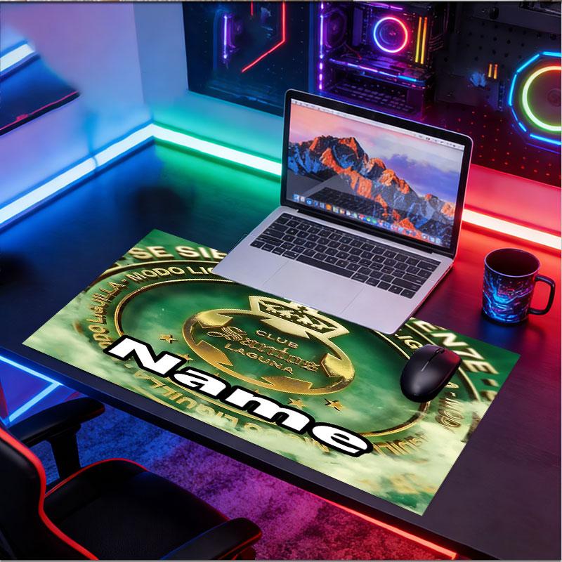 Custom Name Personalized Club Santos Laguna Pattern Mousepad, Laptop PC Desk Mat, Decorative Desk Mat for Home Keyboard Pad Gift