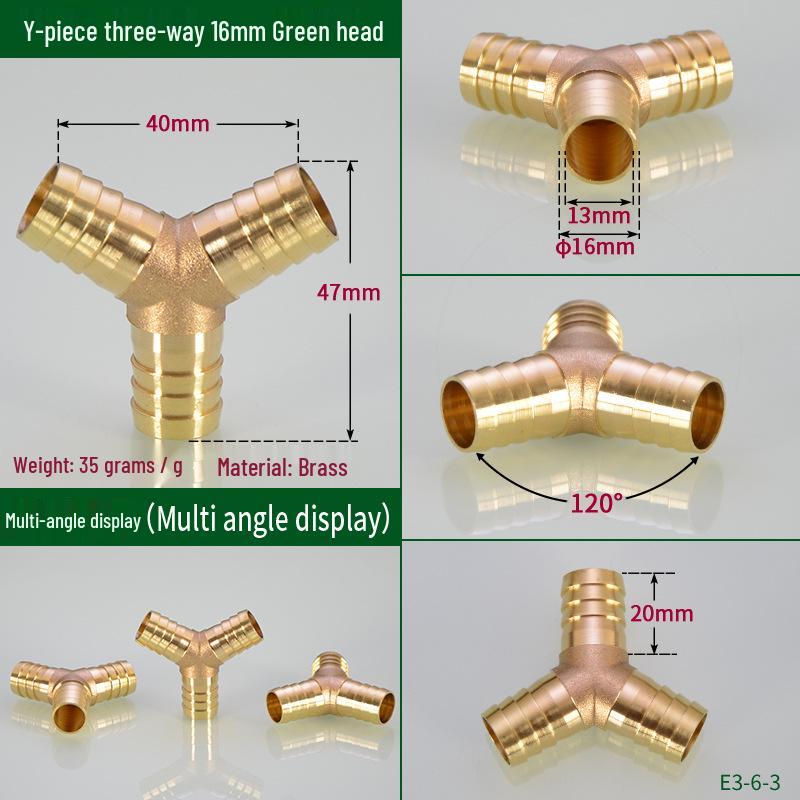 Copper Y-Junction Hose Connector for Soft, Rubber, and Leather Hoses (Sizes: 4mm-19mm)