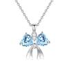 S925 Silver Bowknot Pendant Necklace with Natural Crystal, Love Heart Design