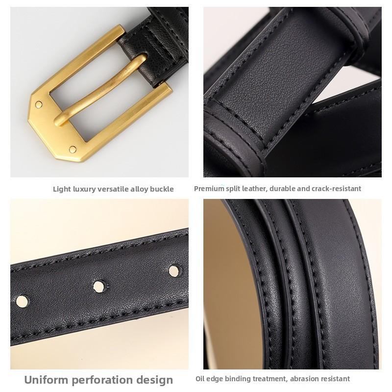 Simple Leather Belt For Women And Men With Silver Alloy Buckle For Casual And Office Wear