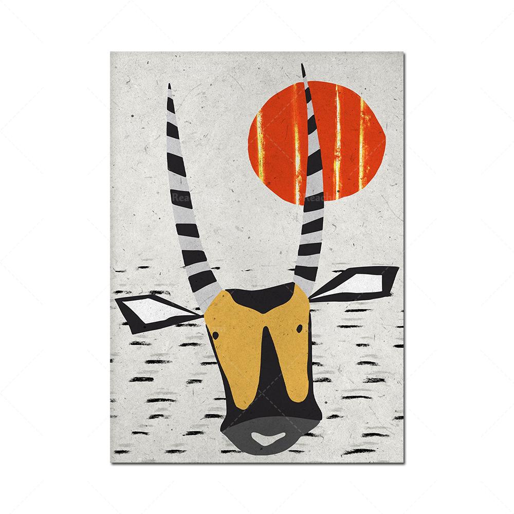 

Giraffe Antelope Tribal Prints, African Animal Art, Savannah Nature, Ethnic Figurative Art, Bohemian Home Decoration, Wild Anima 20X25CM No Frame