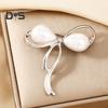 Women Brooch Faux Pearl Hollow Bow Decor Stainless Exquisite Vintage Anti-slip Wear-resistant Coat Collar Hat Scarf Decoration Clothes Pin Garment