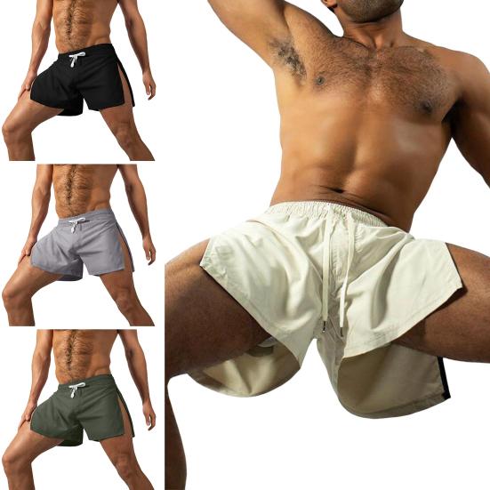 Letní pánské sportovní šortky Boční zip Rychleschnoucí Prodyšné Posilovací šortky Elastický pas Stahovací šňůrka Atletické Běžecké Fitness šortky