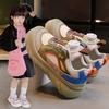 Girls Shoes 2025 Spring New Children's Sports Shoes Medium and Old Children's Rotating Buckle Girls Lightweight Non-slip Dad Shoes